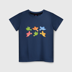 Детская футболка хлопок с принтом Шесть птичек в Петрозаводске, 100% хлопок | круглый вырез горловины, полуприлегающий силуэт, длина до линии бедер | 