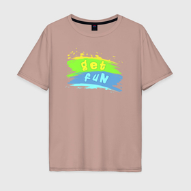 Мужская футболка хлопок Oversize с принтом Два пятна краски   get fun в Тюмени, 100% хлопок | свободный крой, круглый ворот, “спинка” длиннее передней части | Тематика изображения на принте: 