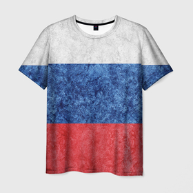 Мужская футболка 3D с принтом Флаг России разноцветный в Белгороде, 100% полиэфир | прямой крой, круглый вырез горловины, длина до линии бедер | 