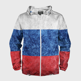 Мужская ветровка 3D с принтом Флаг России разноцветный в Белгороде, 100% полиэстер | подол и капюшон оформлены резинкой с фиксаторами, два кармана без застежек по бокам, один потайной карман на груди | 