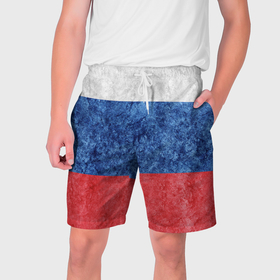 Мужские шорты 3D с принтом Флаг России разноцветный в Кировске,  полиэстер 100% | прямой крой, два кармана без застежек по бокам. Мягкая трикотажная резинка на поясе, внутри которой широкие завязки. Длина чуть выше колен | 