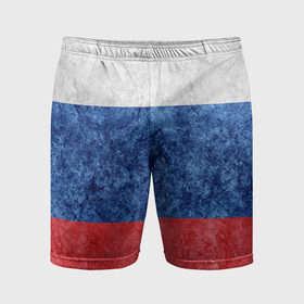 Мужские шорты спортивные с принтом Флаг России разноцветный в Кировске,  |  | 