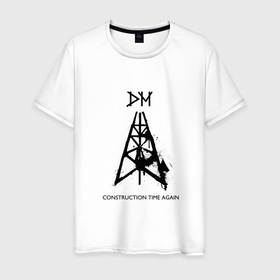 Мужская футболка хлопок с принтом Depeche Mode   construction time again box в Екатеринбурге, 100% хлопок | прямой крой, круглый вырез горловины, длина до линии бедер, слегка спущенное плечо. | Тематика изображения на принте: 