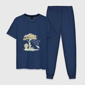 Мужская пижама хлопок с принтом The earth has music for those who listen в Тюмени, 100% хлопок | брюки и футболка прямого кроя, без карманов, на брюках мягкая резинка на поясе и по низу штанин
 | 