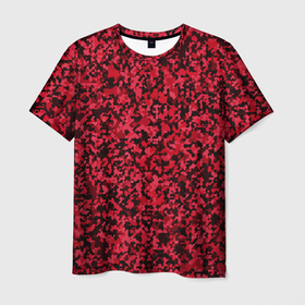 Мужская футболка 3D с принтом Тёмно красный паттерн пятнистый в Курске, 100% полиэфир | прямой крой, круглый вырез горловины, длина до линии бедер | 
