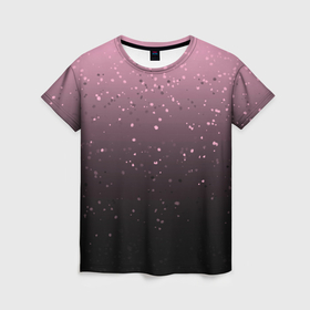 Женская футболка 3D с принтом Градиент тёмный розовый брызги в Курске, 100% полиэфир ( синтетическое хлопкоподобное полотно) | прямой крой, круглый вырез горловины, длина до линии бедер | 