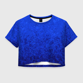 Женская футболка Crop-top 3D с принтом Ультрамарин синий абстрактный в Тюмени, 100% полиэстер | круглая горловина, длина футболки до линии талии, рукава с отворотами | 