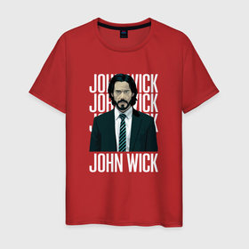 Мужская футболка хлопок с принтом Джон Уик портрет , 100% хлопок | прямой крой, круглый вырез горловины, длина до линии бедер, слегка спущенное плечо. | 