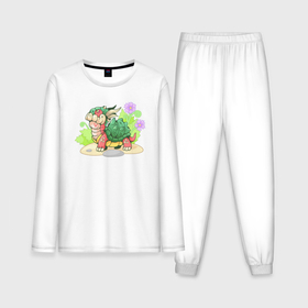 Мужская пижама с лонгсливом хлопок с принтом Маленький дракон черепаха в Кировске,  |  | Тематика изображения на принте: 