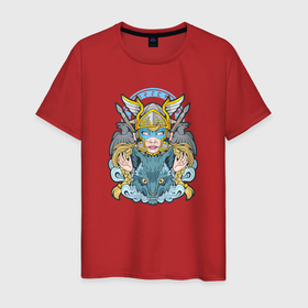 Мужская футболка хлопок с принтом Скандинавская мифологическая воительница в Петрозаводске, 100% хлопок | прямой крой, круглый вырез горловины, длина до линии бедер, слегка спущенное плечо. | 