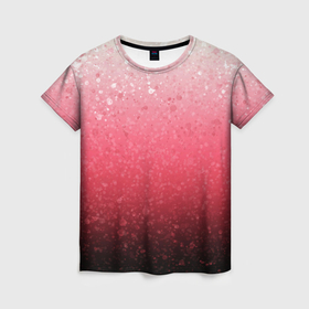 Женская футболка 3D с принтом Градиент розово чёрный брызги в Екатеринбурге, 100% полиэфир ( синтетическое хлопкоподобное полотно) | прямой крой, круглый вырез горловины, длина до линии бедер | 