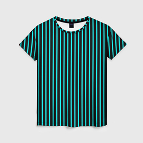 Женская футболка 3D с принтом Чёрный в неоновую полоску в Кировске, 100% полиэфир ( синтетическое хлопкоподобное полотно) | прямой крой, круглый вырез горловины, длина до линии бедер | 