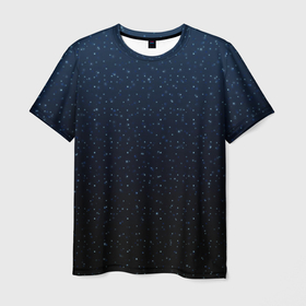 Мужская футболка 3D с принтом Абстрактный сине чёрный ночной в Петрозаводске, 100% полиэфир | прямой крой, круглый вырез горловины, длина до линии бедер | 