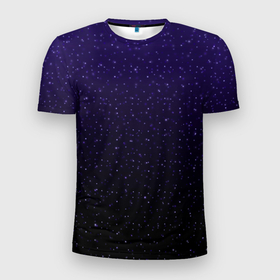 Мужская футболка 3D Slim с принтом Градиент ночной фиолетово чёрный в Белгороде, 100% полиэстер с улучшенными характеристиками | приталенный силуэт, круглая горловина, широкие плечи, сужается к линии бедра | Тематика изображения на принте: 