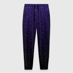 Мужские брюки 3D с принтом Градиент ночной фиолетово чёрный в Екатеринбурге, 100% полиэстер | манжеты по низу, эластичный пояс регулируется шнурком, по бокам два кармана без застежек, внутренняя часть кармана из мелкой сетки | 