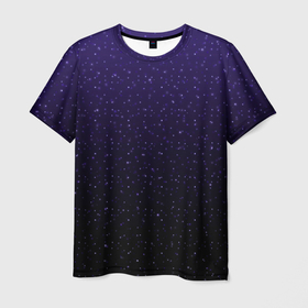 Мужская футболка 3D с принтом Градиент ночной фиолетово чёрный в Тюмени, 100% полиэфир | прямой крой, круглый вырез горловины, длина до линии бедер | Тематика изображения на принте: 