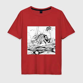 Мужская футболка хлопок Oversize с принтом Луффи Монки Д Тигр в Курске, 100% хлопок | свободный крой, круглый ворот, “спинка” длиннее передней части | 
