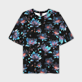 Мужская футболка oversize 3D с принтом Металлические цветы ,  |  | Тематика изображения на принте: 