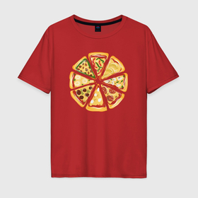 Мужская футболка хлопок Oversize с принтом Пицца ассорти в Новосибирске, 100% хлопок | свободный крой, круглый ворот, “спинка” длиннее передней части | Тематика изображения на принте: 