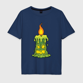 Мужская футболка хлопок Oversize с принтом Злобная свеча , 100% хлопок | свободный крой, круглый ворот, “спинка” длиннее передней части | 