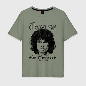 Мужская футболка хлопок Oversize с принтом The Doors Jim Morrison в Екатеринбурге, 100% хлопок | свободный крой, круглый ворот, “спинка” длиннее передней части | 