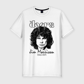 Мужская футболка хлопок Slim с принтом The Doors Jim Morrison в Кировске, 92% хлопок, 8% лайкра | приталенный силуэт, круглый вырез ворота, длина до линии бедра, короткий рукав | 