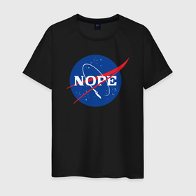 Мужская футболка хлопок с принтом Nope NASA в Курске, 100% хлопок | прямой крой, круглый вырез горловины, длина до линии бедер, слегка спущенное плечо. | 