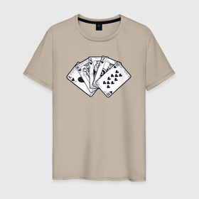 Мужская футболка хлопок с принтом Флеш рояль в Санкт-Петербурге, 100% хлопок | прямой крой, круглый вырез горловины, длина до линии бедер, слегка спущенное плечо. | 