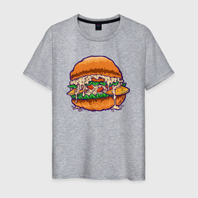 Мужская футболка хлопок с принтом Классный бургер в Кировске, 100% хлопок | прямой крой, круглый вырез горловины, длина до линии бедер, слегка спущенное плечо. | 
