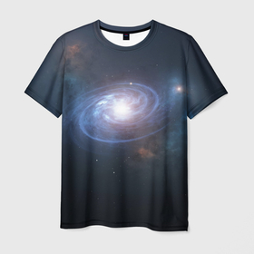 Мужская футболка 3D с принтом Спиральная галактика в Белгороде, 100% полиэфир | прямой крой, круглый вырез горловины, длина до линии бедер | 