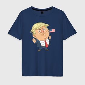 Мужская футболка хлопок Oversize с принтом Трамп патриот в Белгороде, 100% хлопок | свободный крой, круглый ворот, “спинка” длиннее передней части | Тематика изображения на принте: 