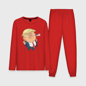 Мужская пижама с лонгсливом хлопок с принтом Трамп патриот в Курске,  |  | 