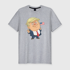 Мужская футболка хлопок Slim с принтом Трамп патриот в Новосибирске, 92% хлопок, 8% лайкра | приталенный силуэт, круглый вырез ворота, длина до линии бедра, короткий рукав | 