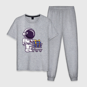 Мужская пижама хлопок с принтом Космонавт в магазине в Белгороде, 100% хлопок | брюки и футболка прямого кроя, без карманов, на брюках мягкая резинка на поясе и по низу штанин
 | 