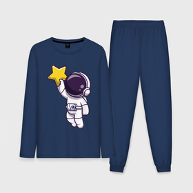 Мужская пижама с лонгсливом хлопок с принтом Космонавт со звёздочкой в Петрозаводске,  |  | 