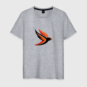 Мужская футболка хлопок с принтом Векторная птица в Екатеринбурге, 100% хлопок | прямой крой, круглый вырез горловины, длина до линии бедер, слегка спущенное плечо. | 