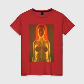 Женская футболка хлопок с принтом Рентген женщины в Белгороде, 100% хлопок | прямой крой, круглый вырез горловины, длина до линии бедер, слегка спущенное плечо | 