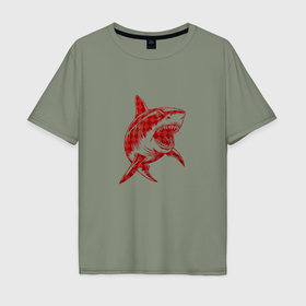 Мужская футболка хлопок Oversize с принтом Тупорылая акула в Курске, 100% хлопок | свободный крой, круглый ворот, “спинка” длиннее передней части | 