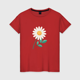 Женская футболка хлопок с принтом Векторная ромашка в Тюмени, 100% хлопок | прямой крой, круглый вырез горловины, длина до линии бедер, слегка спущенное плечо | 