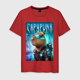 Мужская футболка хлопок с принтом Capypunk   fantasy ai art в Санкт-Петербурге, 100% хлопок | прямой крой, круглый вырез горловины, длина до линии бедер, слегка спущенное плечо. | Тематика изображения на принте: 