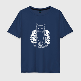 Мужская футболка хлопок Oversize с принтом Котик милый не впечатлен в Петрозаводске, 100% хлопок | свободный крой, круглый ворот, “спинка” длиннее передней части | 