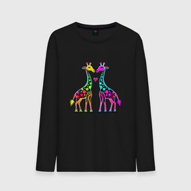 Мужской лонгслив хлопок с принтом Влюбленные жирафы в Тюмени, 100% хлопок |  | Тематика изображения на принте: 