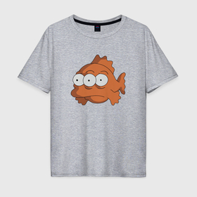 Мужская футболка хлопок Oversize с принтом Симпсоны блинки трёхглазая рыба , 100% хлопок | свободный крой, круглый ворот, “спинка” длиннее передней части | 