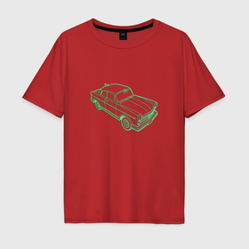 Мужская футболка хлопок Oversize с принтом Ретро векторный автомобиль , 100% хлопок | свободный крой, круглый ворот, “спинка” длиннее передней части | 