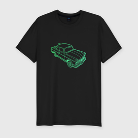 Мужская футболка хлопок Slim с принтом Ретро векторный автомобиль в Санкт-Петербурге, 92% хлопок, 8% лайкра | приталенный силуэт, круглый вырез ворота, длина до линии бедра, короткий рукав | 