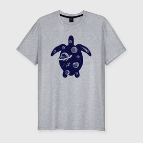 Мужская футболка хлопок Slim с принтом Космическая черепаха в Белгороде, 92% хлопок, 8% лайкра | приталенный силуэт, круглый вырез ворота, длина до линии бедра, короткий рукав | 