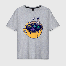 Мужская футболка хлопок Oversize с принтом Космический напиток в Екатеринбурге, 100% хлопок | свободный крой, круглый ворот, “спинка” длиннее передней части | 