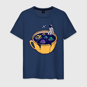 Мужская футболка хлопок с принтом Космический напиток в Екатеринбурге, 100% хлопок | прямой крой, круглый вырез горловины, длина до линии бедер, слегка спущенное плечо. | 