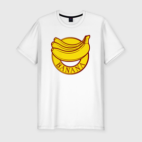 Мужская футболка хлопок Slim с принтом Бананчики в Тюмени, 92% хлопок, 8% лайкра | приталенный силуэт, круглый вырез ворота, длина до линии бедра, короткий рукав | Тематика изображения на принте: 