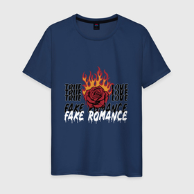 Мужская футболка хлопок с принтом True love flame в Белгороде, 100% хлопок | прямой крой, круглый вырез горловины, длина до линии бедер, слегка спущенное плечо. | Тематика изображения на принте: 